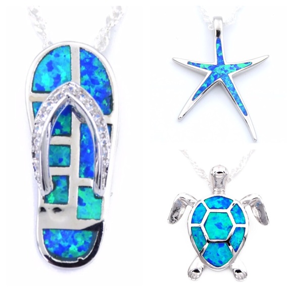 Blue fire Opal Necklace 5 ⭐️ Rated!!! - Picture 2 of 8